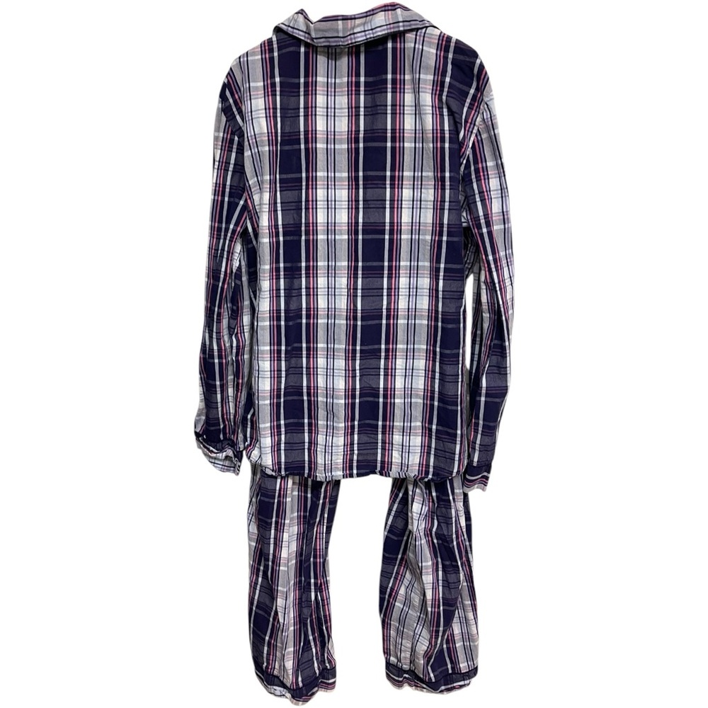 VICTORIA’S SECRET Pink & Navy Blue Plaid Pajama Set Cotton Size Large - Picture 2 of 6